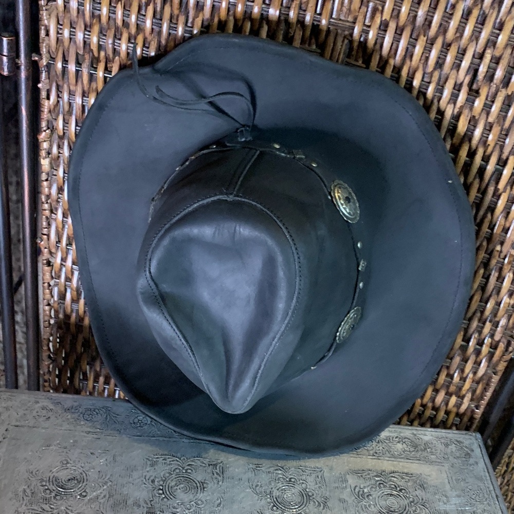 Vintage Stetson Rodeo Drive Leather Black Hat Size S